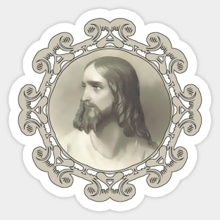 Christ Jesus portrait vintage frame Sticker